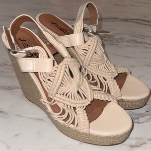Lucky Brand Macrame Strappy Espadrille Wedge Sandals - Cream- Women's Size 9